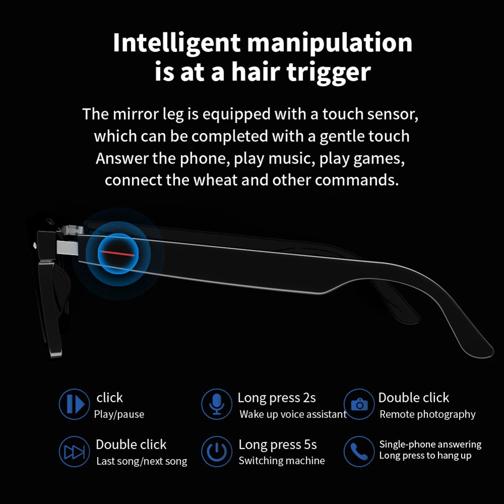 AI-Powered Smart Glasses with Voice Assistant and Bluetooth Audio Integration