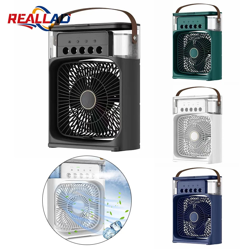 Portable Humidifier Fan Air Conditioners USB Electric Fan LED Night Light Water Mist 3 in 1 Summer Air Cooler Humidifie Forhome