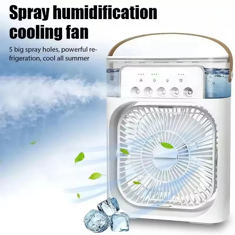 Portable Humidifier Fan Air Conditioners USB Electric Fan LED Night Light Water Mist 3 in 1 Summer Air Cooler Humidifie Forhome