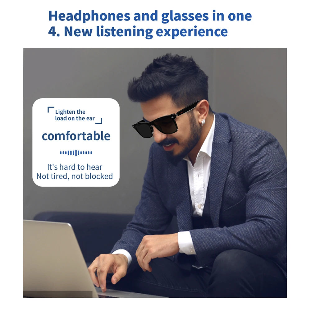 AI-Powered Smart Glasses with Voice Assistant and Bluetooth Audio Integration