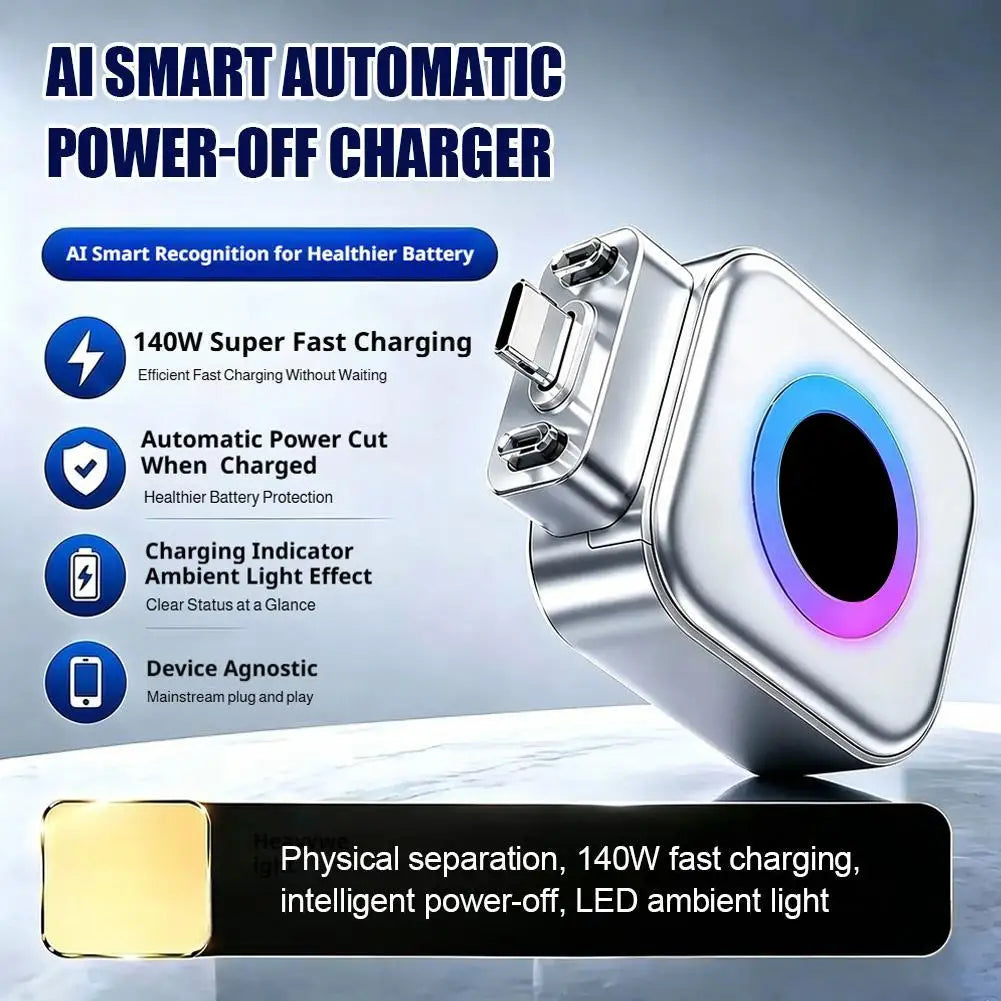 140W Fast Charging Full Charged Separator Auto Disconnect Protector Auto Cut off Overcharge Protection Safety Charger for Phone