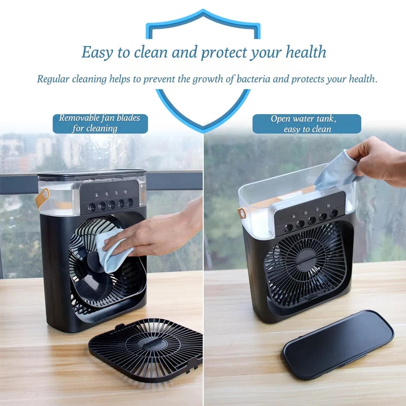 Portable Humidifier Fan Air Conditioners USB Electric Fan LED Night Light Water Mist 3 in 1 Summer Air Cooler Humidifie Forhome